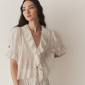 Doen Henri Top In Salt Eyelet